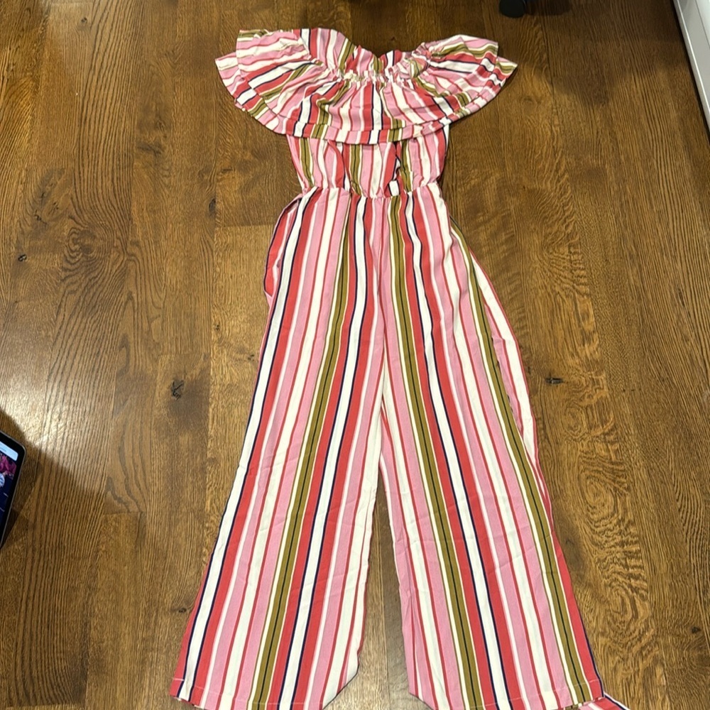 NWT Oddi Women’s Jumpsuit Pink White and Green Size Medium